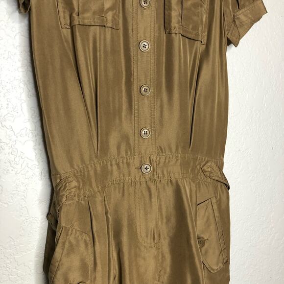 Marc by Marc Jacobs brown silk button front safari utility romper Extra Small XS - Picture 3 of 16
